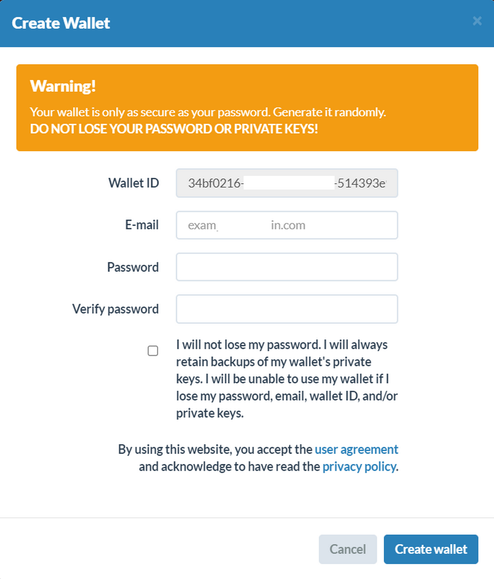 Tạo tài khoản ví Dogecoin Wallet