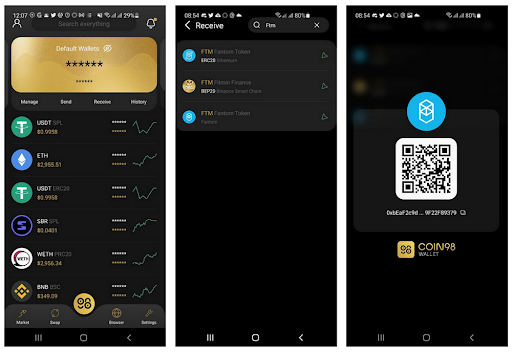 Lưu trữ FTM trên Coin98 Wallet